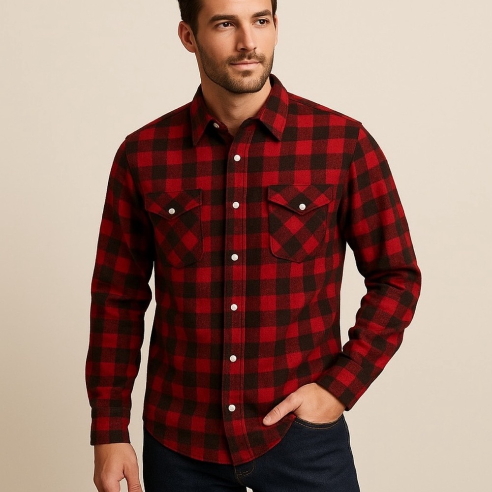 Pendleton red plaid pearl snap button up size medium 100% pure virgin wool